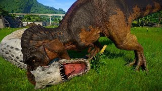 2 T Rex vs 2 Indominus Rex, 2 Spinosaurus, 2 Giganotosaurus - Dinosaurs Fighting