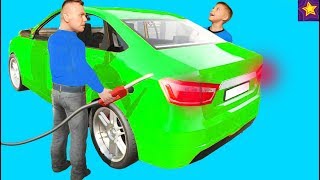 МАШИНКИ ЛАДА ВЕСТА не ЗАВОДИТСЯ? Папа и ИГОРЮША за рулём Полицейской ЛАДЫ! Видео для детей