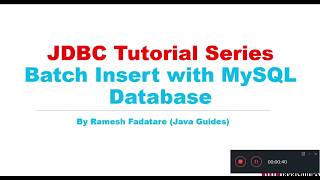 JDBC Tutorial - Part 8: JDBC Batch Insert with MySQL Example