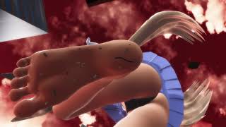 [MMD giantess]夕暮れに現れた巨大娘 地上視点ver