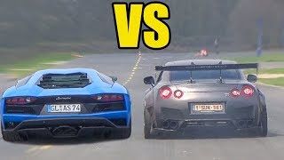 NISSAN GTR R35 vs LAMBORGHINI AVENTADOR  ?*ACCELERATION SOUND*?