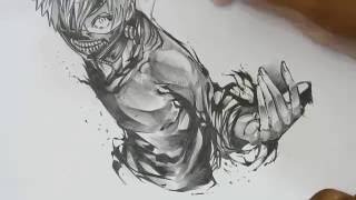 Рисуем Канеки Кена аниме Токийский гуль