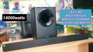 F&D T388 (14000watts) WIRELESS SOUNDBAR SYSTEM WITH BIG SUB WOOFER (SOUND TEST/BASS TEST)