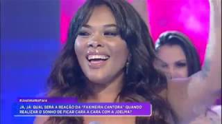 Faxineira cantora se apresenta no Hora do Faro e conhece a Joelma