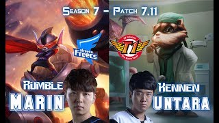 AFs MaRin RUMBLE vs SKT T1 Untara KENNEN Top - Patch 7.11 KR Ranked