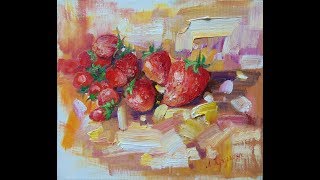 Рисуем клубнику маслом Часть 2 we write with oil paints strawberries.Художник Круглова Людмила..