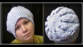 Женская шапка косами, вязание крючком