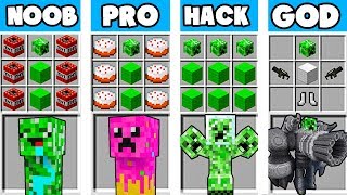 MINECRAFT BATTLE NOOB vs PRO vs HACKER vs GOD: CREEPER CRAFTING CHALLENGE in Minecraft ANIMATION