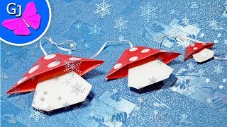 ОРИГАМИ Гриб на ёлку своими руками ❄ Поделки из бумаги на Новый Год