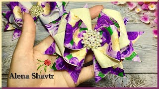 Оригинальный бант из ленты 4 см МК Канзаши Alena Shavtr