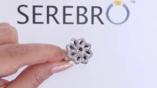 Серебряное кольцо с черными фианитами "Каир"(арт. ПДК206ЦЧ)