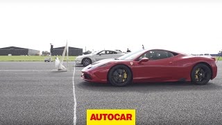 Nissan GT-R vs Ferrari 458 Speciale vs McLaren 650S - Drag Race | Autocar
