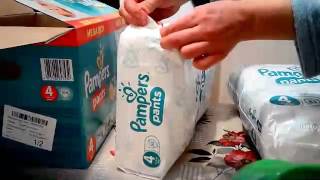 Распаковка Подгузники-трусики Pampers Pants Maxi 9-14 кг, Мега 104 шт