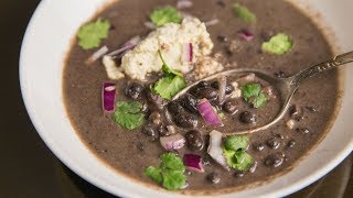 Постный суп с черной фасолью и тофу