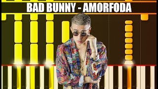 AMORFODA (Bad Bunny) EASY Piano Tutorial / Cover SYNTHESIA + MIDI & SHEETS