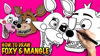 How to draw Foxy & Mangle - FNAF - Easy step-by-step drawing tutorial