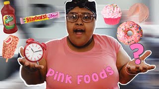 I ONLY ATE PINK FOOD FOR 24 HOURS CHALLENGE! *at work*