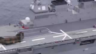 海自「ひゅうが」と「しもきた」に着艦した オスプレイ