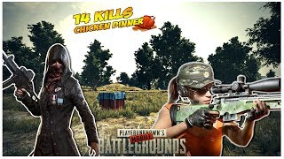 PUBG MOBILE in Memu: 14 kills Solo Chicken Dinner