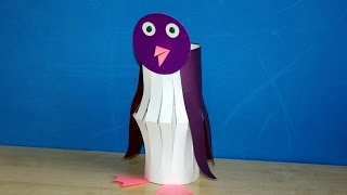 Как сделать пингвина из бумаги. Бумажная игрушка. Простая зимняя поделка на новый год.