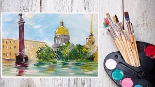Видео урок Рисуем Гуашью Дождливый Санкт-Петербург! #Dari_Art