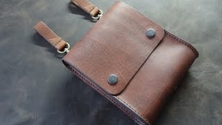 Уроки работы с кожей. Сумка на пояс. Making leather pouch