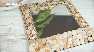 109. Рамка для зеркала из гальки и фанеры своими руками лобзиком