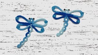 Beginner needle tatting. Dragonfly with crystal beads / Фриволите иглой для начинающих. Стрекоза
