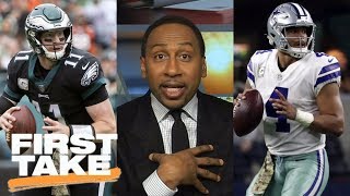 Stephen A. Smith gets fired up debating Carson Wentz vs. Dak Prescott | First Take | ESPN