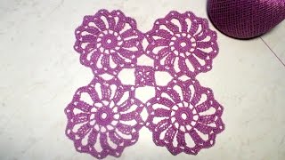 Круглый мотив крючком (соединение) ч.2. Round crochet motif (connection) Part 2.