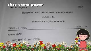 cbse exam paper 11th class home science final paper