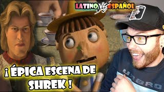 Español REACCIONA a DOBLAJE LATINO Shrek ??? Interrogatorio PINOCHO ? Latino VS Castellano ?