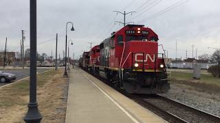 CN 5854 and 4633 both ex GTW lead the northbound Kankakee local through Kankakee, IL 12/19/17