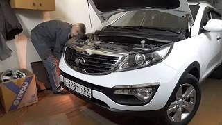 Sportage 3. Снятие переднего бампера. Установка сетки в решетку радиатора. Часть 1.