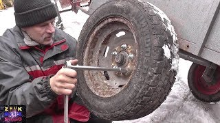 Прицеп для мотоблока с автомобильными колесами. Зимняя езда