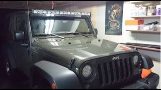 HOW TO MOUNT AND WIRE 50 OR 52 INCH LIGHT BAR ON JEEP WRANGLER JK WINDSHIELD