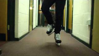 How To Outside Edge T-Stop & One Foot T-Stop Basic and Advanced Ice Skating & Hockey tutorial T Stop