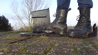 Steel Ranger / Army Boots vs plastic crate, stomp, trample and destroy