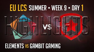 Elements vs Gambit Gaming HIGHLIGHTS | Week 9 Day 1 EU LCS Summer Split 2015 S5 | EL vs GMB W9D1