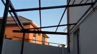 навес из поликарбоната примыкание к дому
