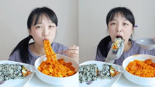 치즈라볶이와 거대한 대왕김밥을 만들어 먹방 보아요 :D