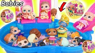 LOL Surprise! Dolls Visit Barbie Pool for Toys