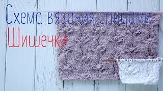 Простой узор спицами нуппы на веточках + видео как связать