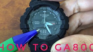 Casio 5535 Module - GA800 series G-Shock watch set-up, test screen & functions demo