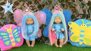 Ani y Ona juegan a ser mariposas con maquillaje joyas y muchos accesorios nuevos