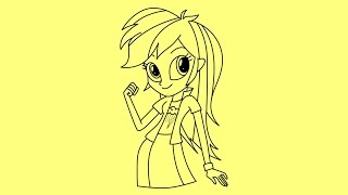 How to draw My Little Pony Equestria Girls Rainbow Dash step by step easy Rainbow rocks
