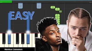 Post Malone - Rockstar ft.  21 Savage - Easy Piano Tutorial