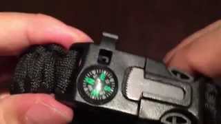 550 paracord outdoor survival bracelet with whistle, compass, and fire starter by Sahara Sailor