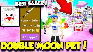 GETTING THE BEST NEW SABER AND DOUBLE MOON PET IN SABER SIMULATOR VALENTINE'S UPDATE! (Roblox)