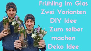 Frühling im Glas - Frühlings Dekoration selber machen - 2 Ideen mit Frühlingsblumen im Glas DIY Idee